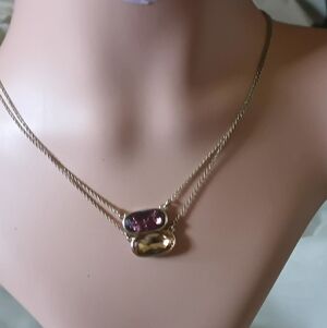 Loft Vintage Goldtone Faux Stone Pendant Necklace 2 Piece 22 Necklace